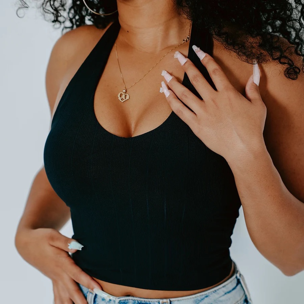 Klassy Network Halter Brami Crop Top